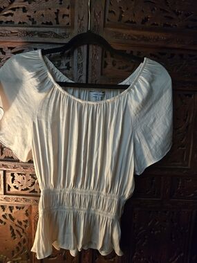 Naked Zebra Gathered Waist Peasant Blouse